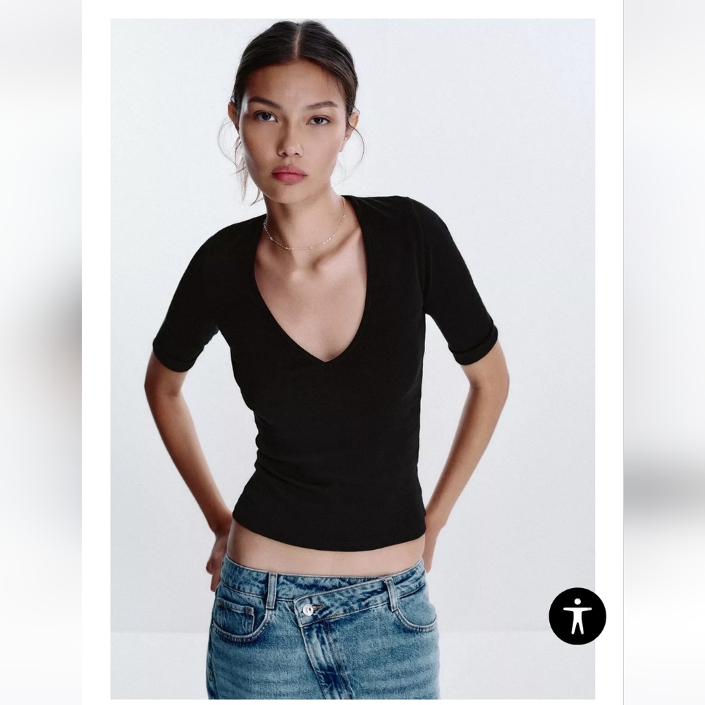 NWT Zara WASHED COTTON T-SHIRT